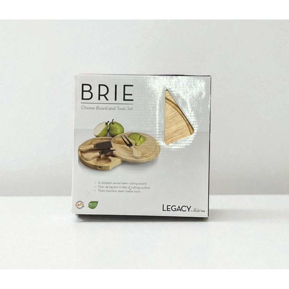Brie Cheese Board & Tools Set By Legacy - Bamboo Cutting Board With 3 Stainless
